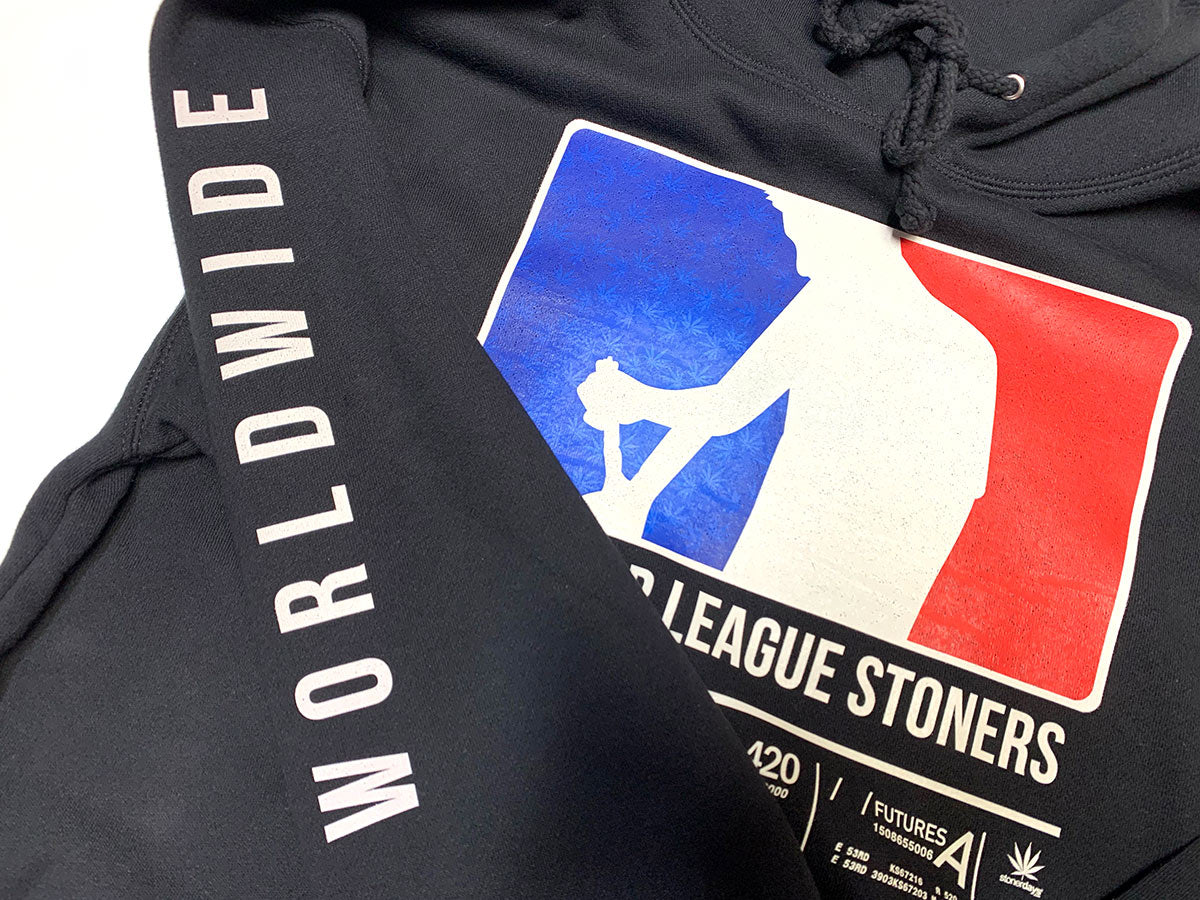 Close-up of StonerDays Mls All Stars Men's Hoodie with bold graphic print