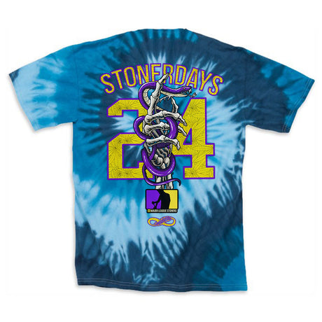 StonerDays Mls Mamba Blue Tie Dye T-Shirt with Sherlock Design, Rear View on White Background