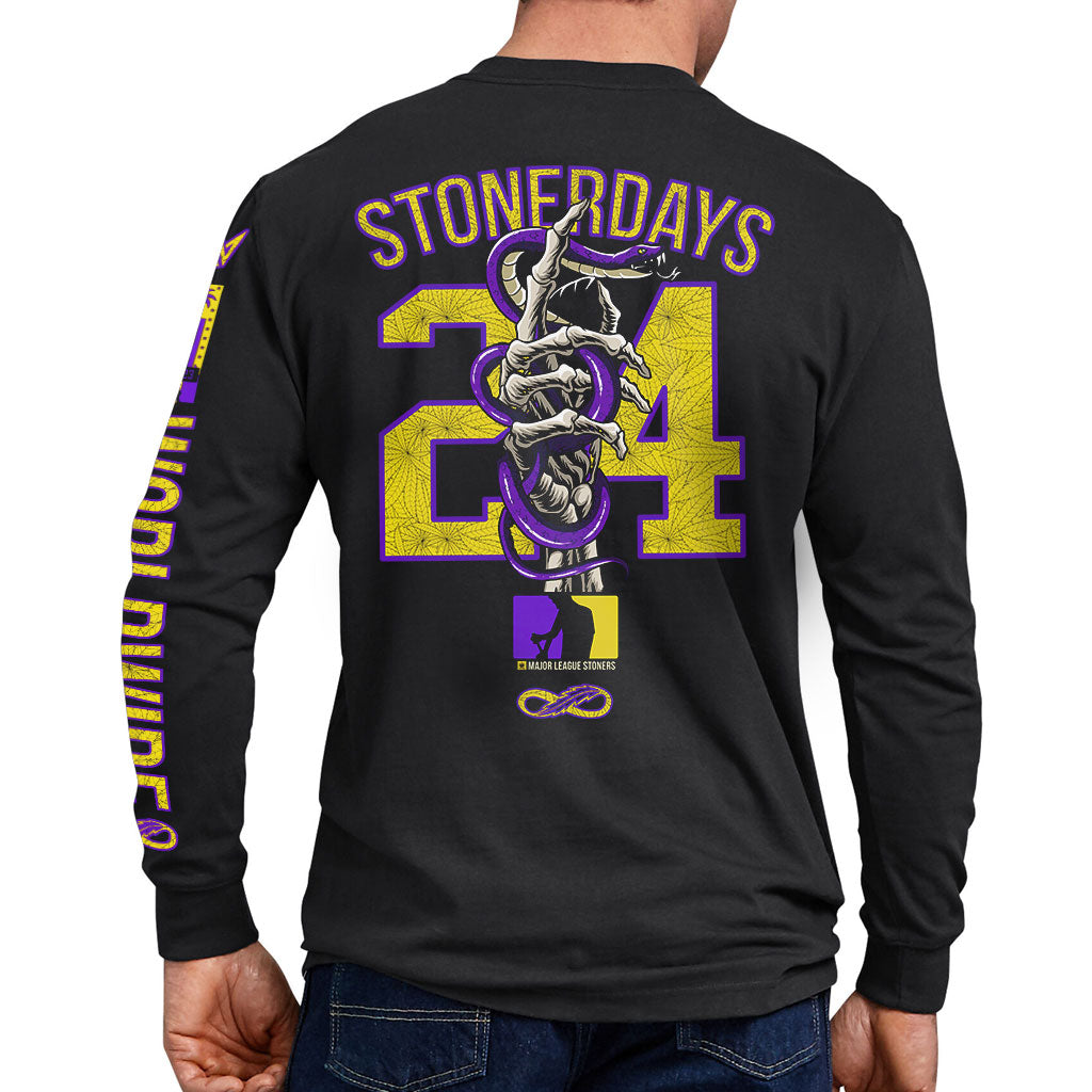 StonerDays Mls Mamba Long Sleeve shirt, rear view showing graphic design on black cotton
