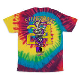 StonerDays Mls Mamba Tie Dye T-Shirt with vibrant blue and red design, rear view on white background