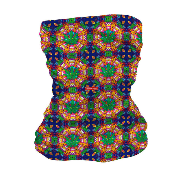 StonerDays Monkey Business Neck Gaiter featuring vibrant psychedelic print, front view on white background