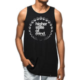 StonerDays Men's Tank featuring Moon Phases design, black cotton, front view on model