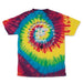 StonerDays Moon Phases Tie Dye Tee with vibrant rainbow spiral, front view on white background