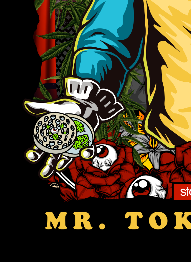 StonerDays Mr. Toker Joker Long Sleeve Tee featuring vibrant cannabis-themed graphics, front view.