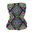 StonerDays Neon Aztec Leaves Neck Gaiter with vibrant UV reactive pattern, front view on white background