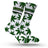 StonerDays New York Jets inspired green weed leaf pattern socks, front view on white background