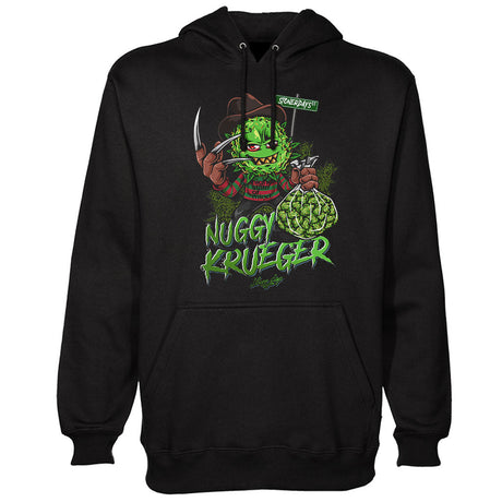 StonerDays Nuggy Krueger Hoodie, black cotton blend with graphic print, front view