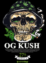 StonerDays OG Kush Women's Crop Top Hoodie with Cannabis Skull Graphic on Black