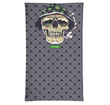 StonerDays Og Skull Neck Gaiter featuring a cannabis leaf pattern and skull design, made of polyester