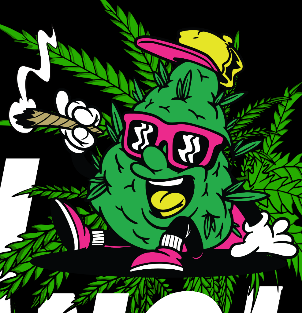 StonerDays Oh Dang! T-shirt graphic with cartoon cannabis bud character