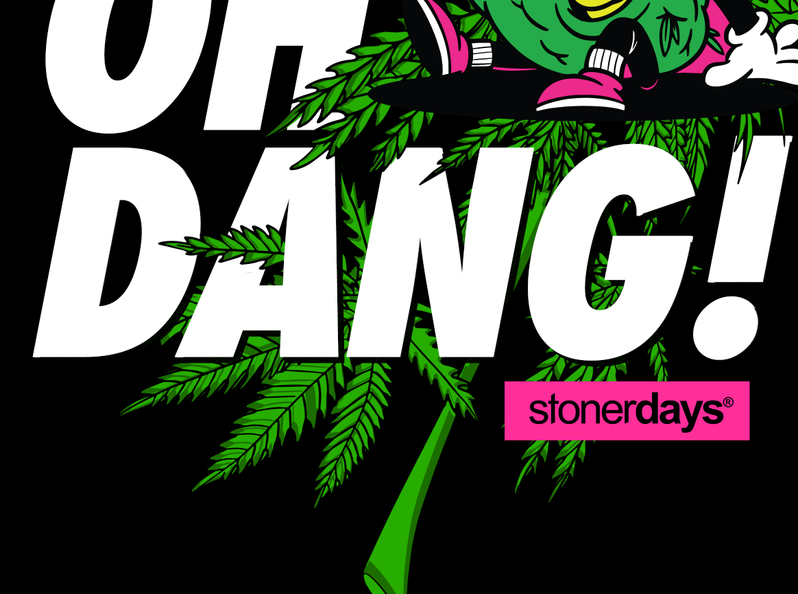 StonerDays Oh Dang! Hoodie in Green with Bold Graphic Print - Men's 2XL