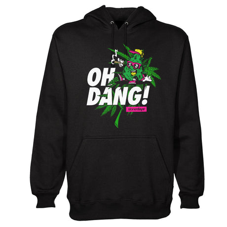 StonerDays Oh Dang! Hoodie in black with vibrant green graphic, available in sizes S to 3XL