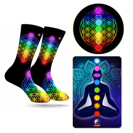 StonerDays Chakra-Themed Apparel Pack featuring UV Reactive Socks and Silicone Mat