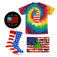 StonerDays Operation Tie Dye Combo with patriotic t-shirt, socks, and dab mat with cannabis motifs