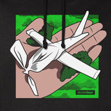 StonerDays Paper Plane Hoodie graphic close-up, comfortable cotton blend, unisex fit