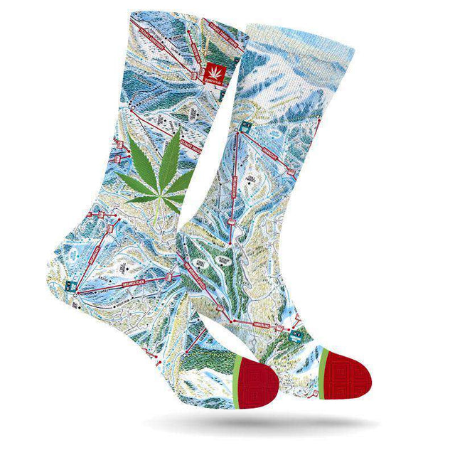StonerDays Park City Kush Leaf Socks with vibrant map design and cannabis leaf, unisex one size fits all