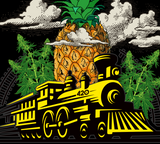 StonerDays Pineapple Express Hoodie design close-up with cannabis motifs