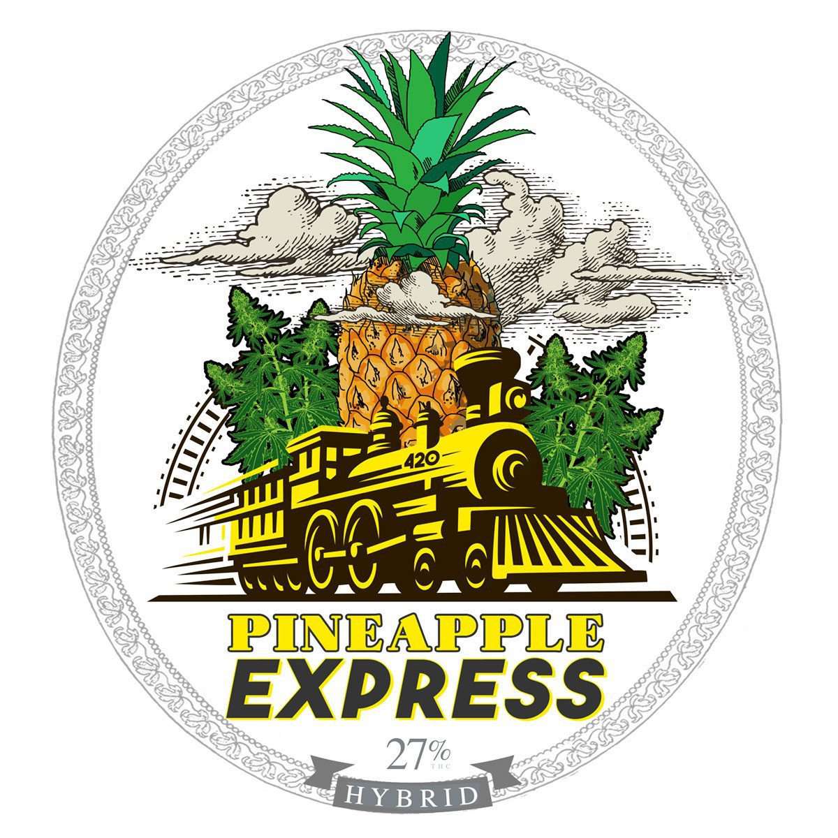 StonerDays Pineapple Kush Nug Mug with vibrant Pineapple Express graphic, front view