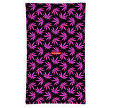 StonerDays Pink Weed Leaf Pattern Neck Gaiter, Polyester Apparel, Front View