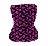 StonerDays Pink Weed Leaf Pattern Polyester Neck Gaiter Front View on White Background