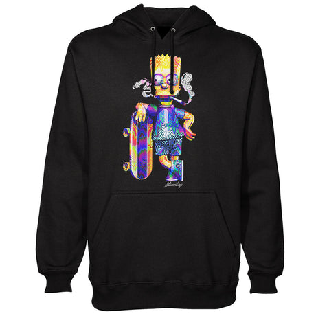 StonerDays Pop Art Bart Hoodie in black, featuring vibrant print, front view, sizes S to XXL