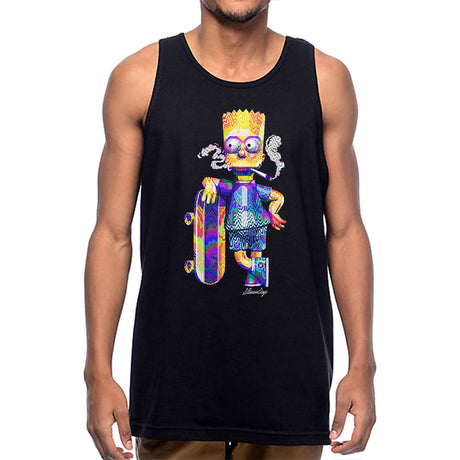StonerDays Pop Art Bart Tank top in vibrant colors, front view on male model, sizes S to 3XL