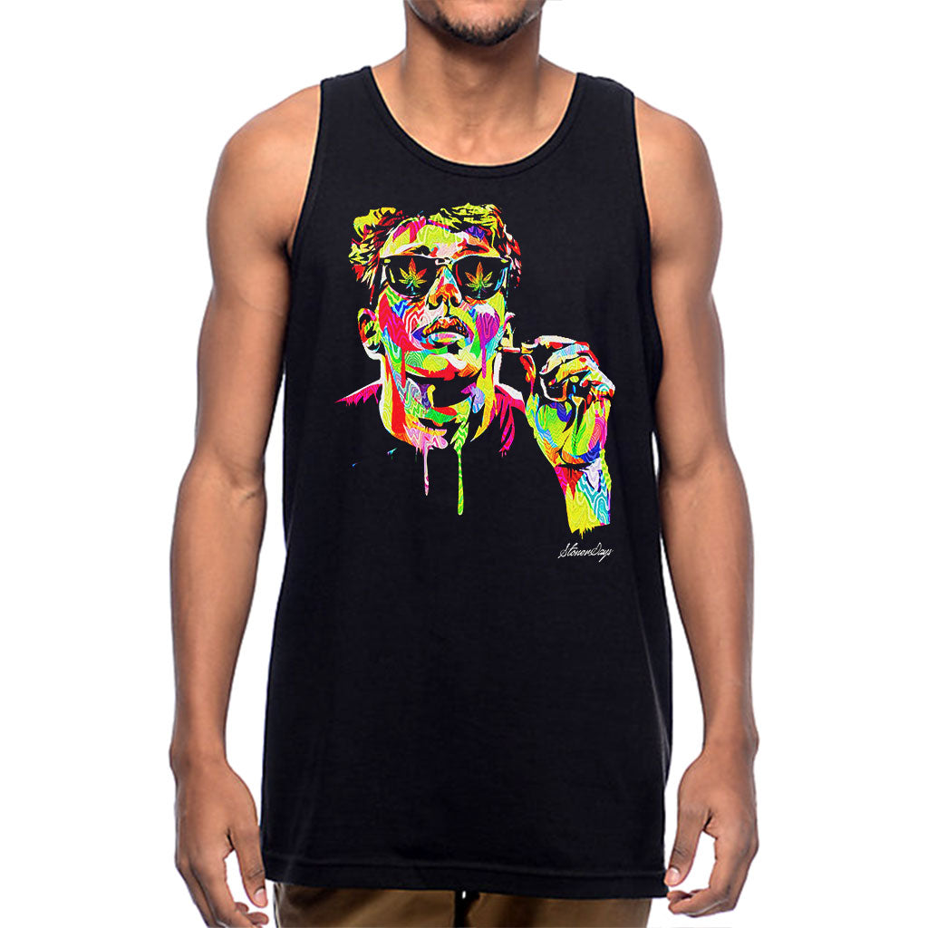 StonerDays Pop Art Brian Tank top in black, featuring vibrant graphic print, available in S to XXL