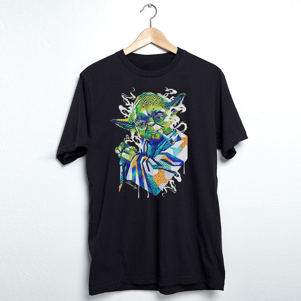 StonerDays Pop Art Jedi Master T-Shirt, vibrant print on black, size options S-3XL