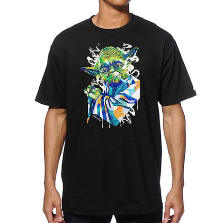 StonerDays Men's Black T-Shirt with Pop Art Jedi Master Design, Sizes S-3XL