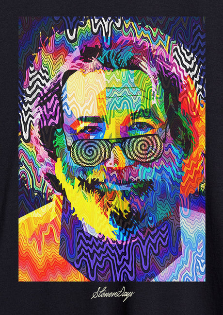 StonerDays Pop Art Jerry Hoodie with vibrant multicolored design, front view on black background