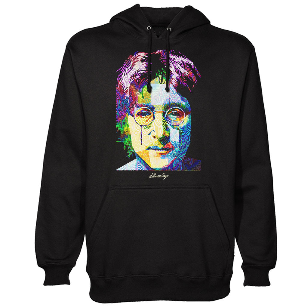 StonerDays Pop Art John Hoodie in black, featuring vibrant face graphic, available in S to 3XL