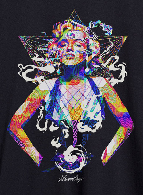 StonerDays Pop Art Marilyn Hoodie in black with vibrant pop art design, made from cotton and polyester.