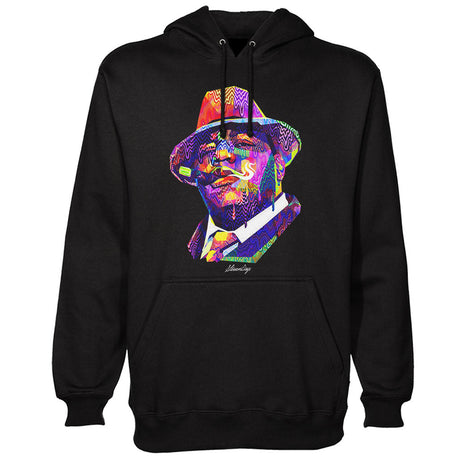 StonerDays Pop Art Notorious Hoodie in black, featuring vibrant graphic print, front view, sizes S-XXXL
