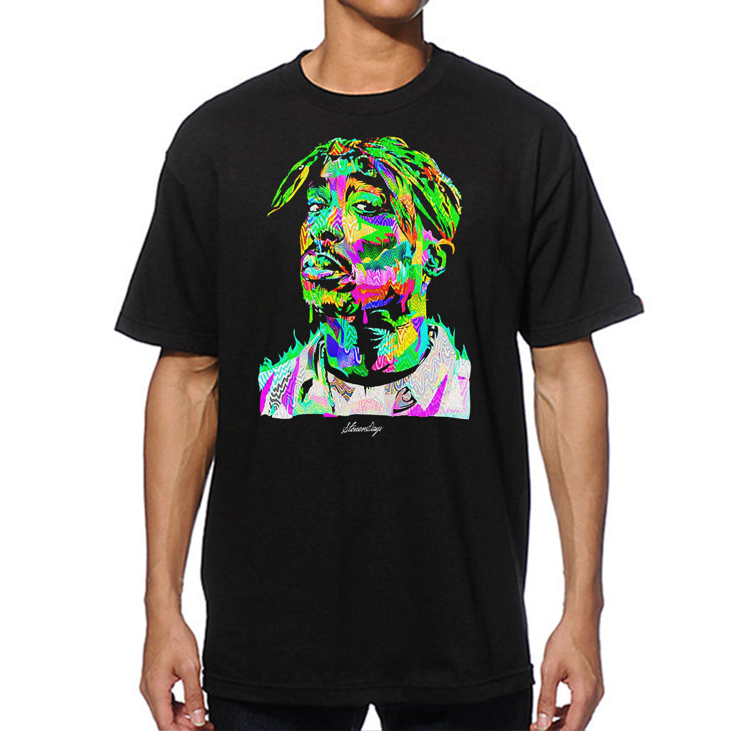 StonerDays Pop Art Pac Men's Shirt featuring vibrant print on black, front view, sizes S-XXXL