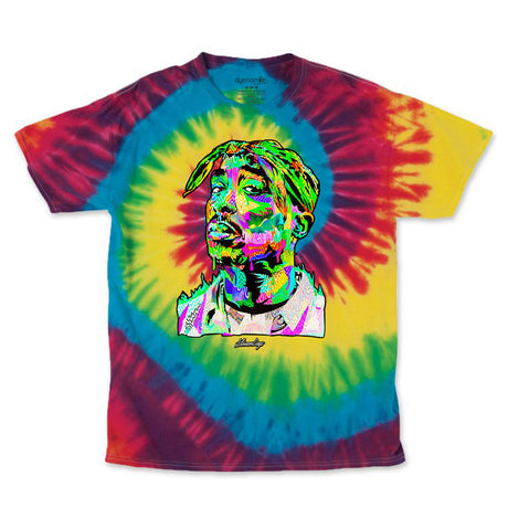 StonerDays Pop Art Pac Rainbow Tie Dye Tee featuring vibrant colors and front view on white background
