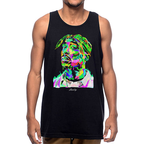StonerDays Pop Art Pac Tank top in black, front view on model, available in multiple sizes