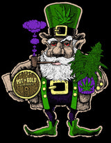 StonerDays Pot Of Gold Crop Top Hoodie with vibrant green leprechaun print, front view