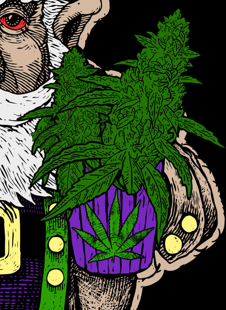 StonerDays Pot Of Gold Long Sleeve shirt design close-up featuring vibrant cannabis artwork
