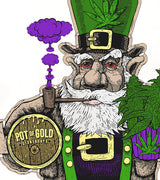 StonerDays Pot Of Gold White Tee with leprechaun graphic, perfect for concentrate enthusiasts