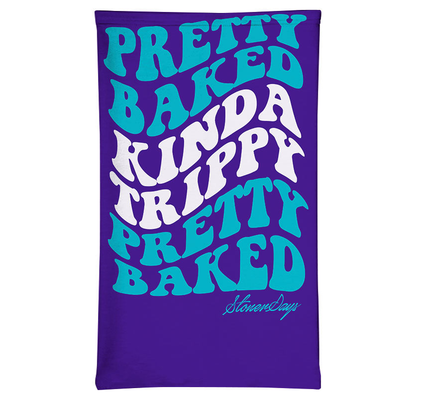 StonerDays Pretty Baked Blue Gaiter with Bold White and Teal Lettering