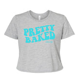 StonerDays Pretty Baked Logo on Teal Crop Top, Cotton, Women's Sizes S to XL