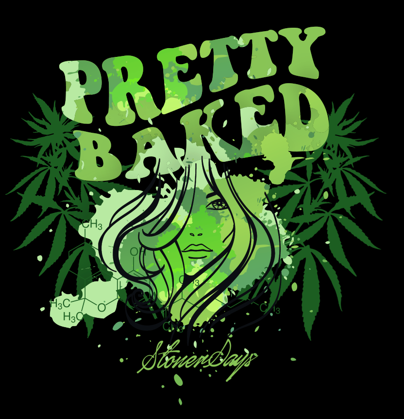 StonerDays Pretty Baked women's crop top hoodie in purple with cannabis design