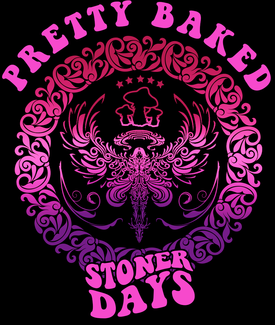 StonerDays Pretty Baked Trip Crop Top Hoodie in Purple with Intricate Graphic Design