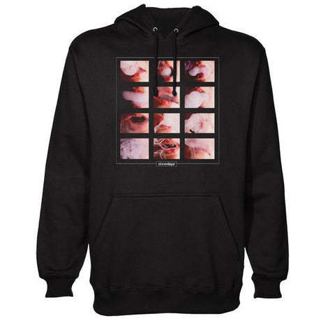 StonerDays Puff Puff Passion Hoodie in black, front view, featuring graphic design, cozy cotton blend