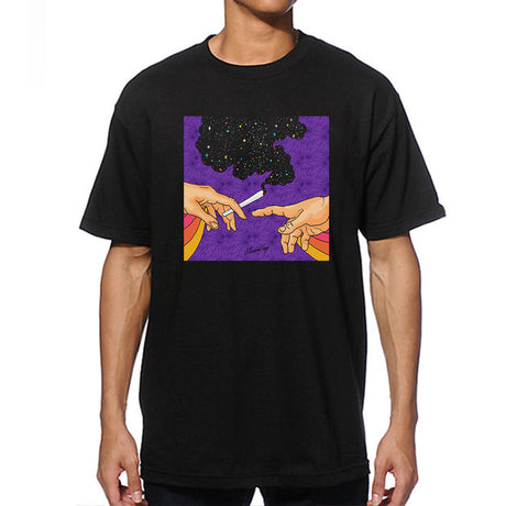 StonerDays Puff Puff Purps T-Shirt with graphic print, front view on male model, sizes S-XXXL