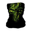 StonerDays Punisher Green Leaves Neck Gaiter, One Size, Front View on White Background