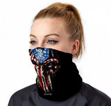 StonerDays Punisher Gaiter in Red, White, and Blue, Front View on Model