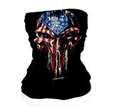 StonerDays Punisher Gaiter featuring red, white, and blue design, front view on a seamless white background