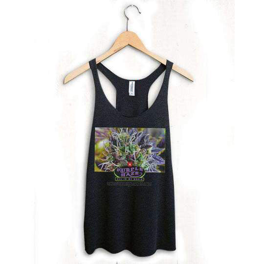 StonerDays Purple Haze Tank for Women, Cotton Blend, Front View on Hanger