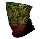 StonerDays Rasta Lion Roar Neck Gaiter with vibrant rasta colors, front view on white background
